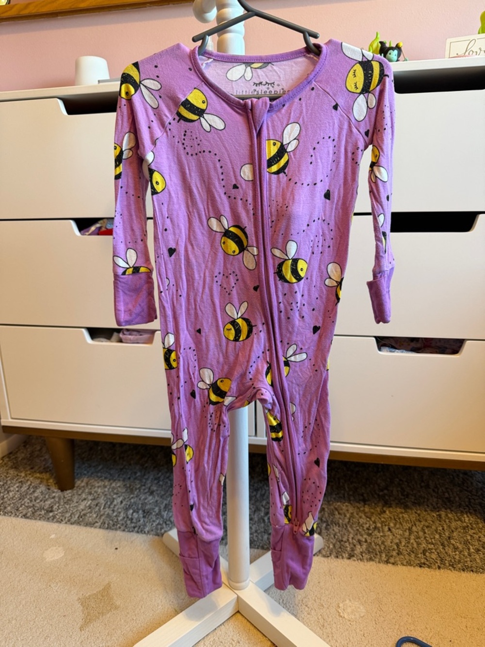 Little Sleepies Lavender Bee Zip One-Piece Footie